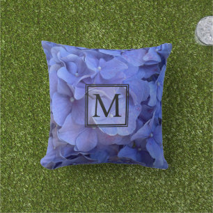 Almofada Hydrangeas florais elegantes de periguito azul