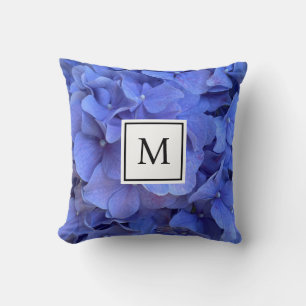 Almofada Hydrangeas florais elegantes de periguito azul