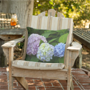 Almofada Hydrangeas, flores rosa, flores roxas azuis