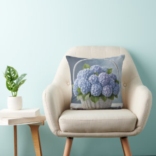Almofada Hydrangeas Na Cesta De Wicker