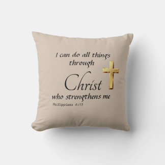 Almofada I can do all things through Christ Throw Pillow