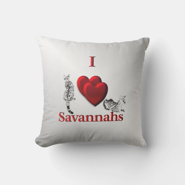 Almofada I Heart Savannah Cat Silver (Frente)