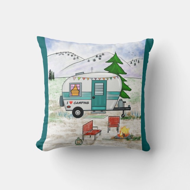 Almofada I Love To Camp Throw Pillow (Frente)