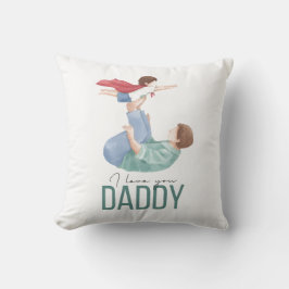Almofada I Love You Daddy Superhero Father and Child Throw