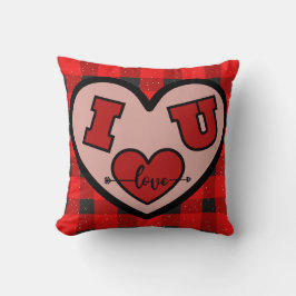 Almofada I Love You (I <3 U) Red and Black Xadrez Travessei