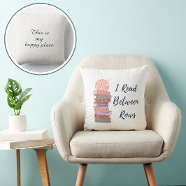 Almofada I Read Between Rows Crochet Knitting Book Lover