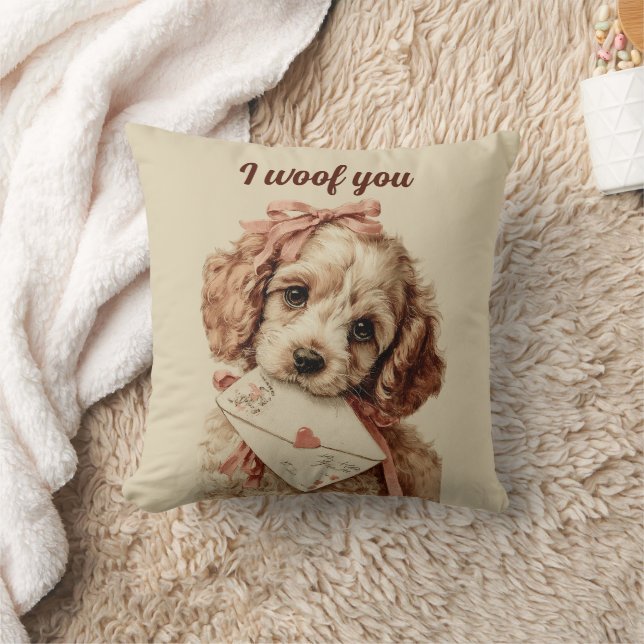Almofada I woof you Vintage Pup Valentine's Day (Cobertor)