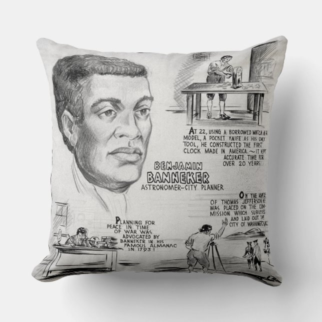 Almofada Ícone da História Negra: Benjamin Banneker, Cienti (Frente)