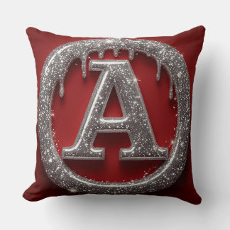 Almofada Ícone de Glitter Monograma Letra A com Efeito Chro