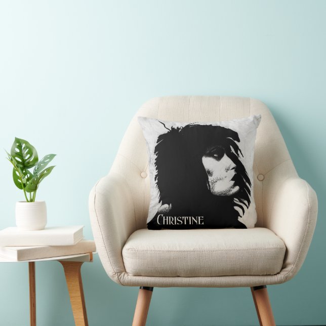 Almofada Ícone de Retrato de Mulher Deusa Goth Arte de Moda (Cadeira)