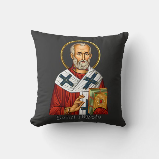 Almofada ícone ortodoxo sérvio de carta de São Nicolau (Frente)