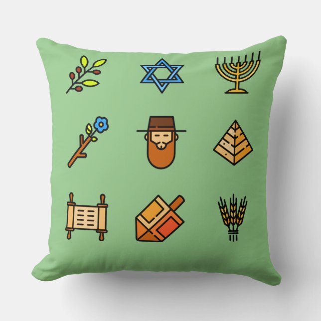 Almofada Ícones de Hanukkah | Festival de Hanukkah (Frente)