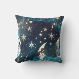 Almofada Icy Blue Celestial Moon Phases Pillow
