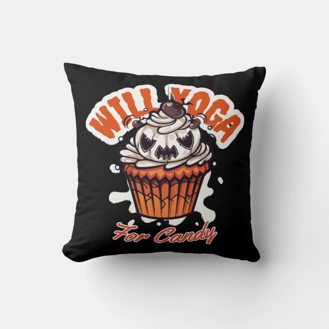 Almofada Ideia de Cupcake de Halloween para Yoga das Mães (Frente)