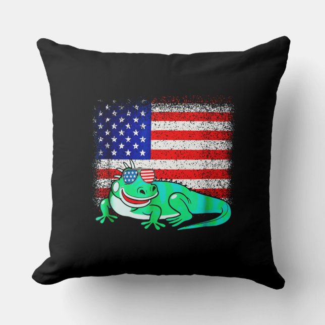 Almofada Iguana com bandeira da América (Frente)
