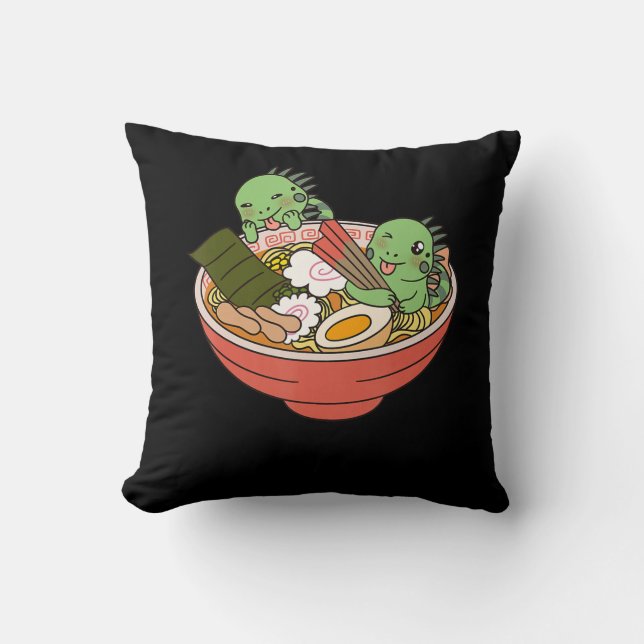 Almofada Iguana Kawaii Ramen Funny Pet Gift (Frente)