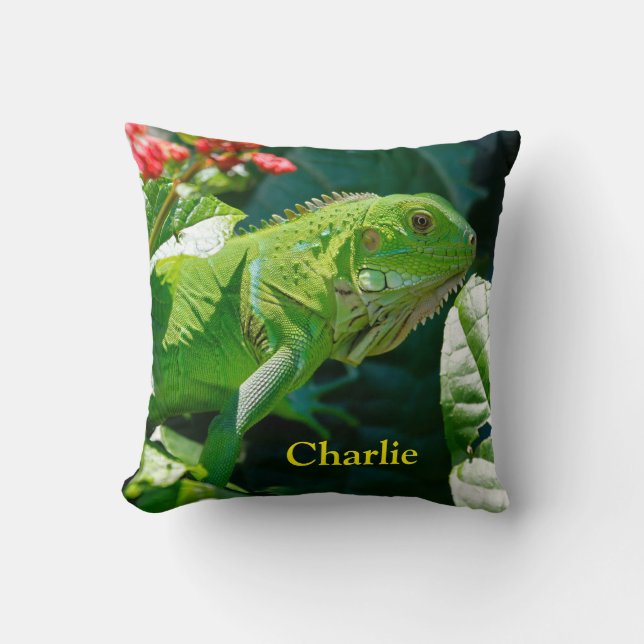 Almofada Iguana Lizard Verde Personalizada (Frente)