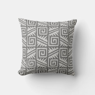 Almofada Ikat Aztec Tribal - Sombras de Cinzas / Cinzas