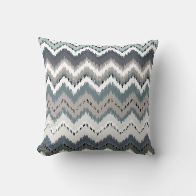 Almofada Ikat cinzento Chevron (Frente)