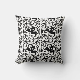 Almofada Ikat Floral Damask - Branco e Preto