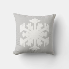 Almofada Ikat Snowflake - cinzas prateadas e brancas