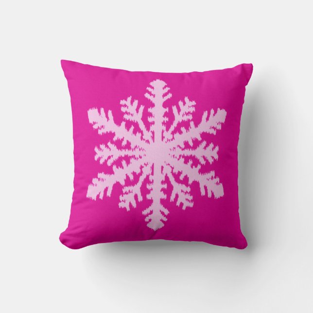 Almofada Ikat Snowflake - Fuchsia e rosa-gelo (Frente)