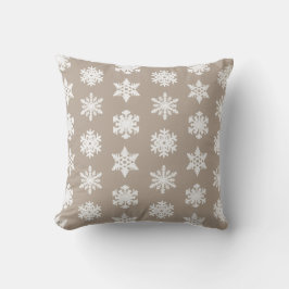 Almofada Ikat Snowflake - Taupe bronzeado e branco