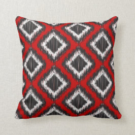 Almofada Ikat Tribal Vermelho, Branco e Negro