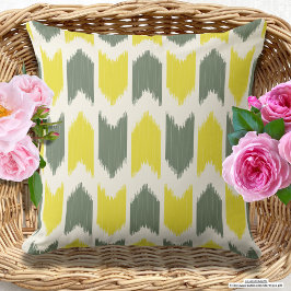 Almofada Ikat Yellow e Abstrato de cinza