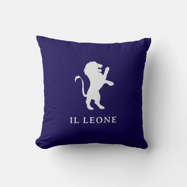 Almofada Il Leone | Leão italiano elegante de azul escuro (Frente)