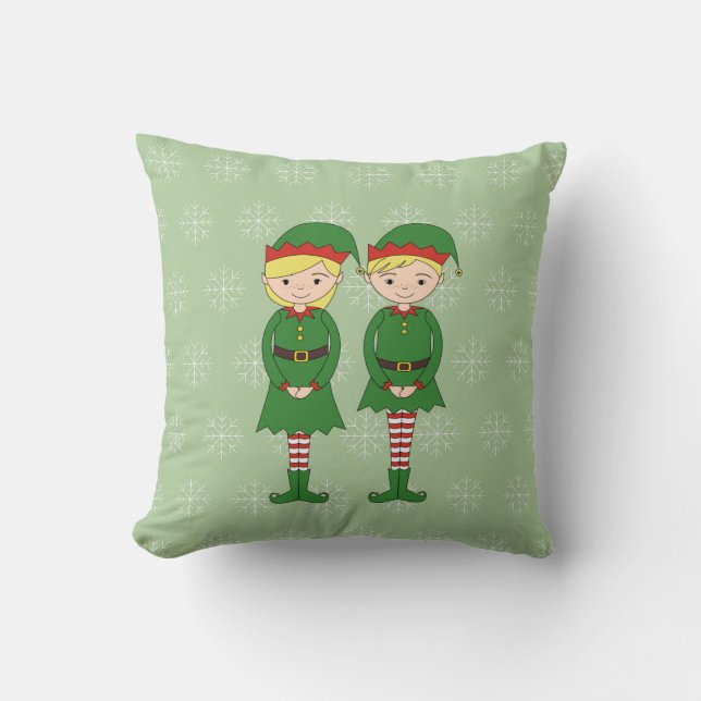 Almofada illusima Elfos de Natal Flocos de Neve Verde (Frente)