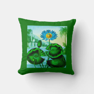 Almofada Illustração Lily/Lotus Azul-Egípcia