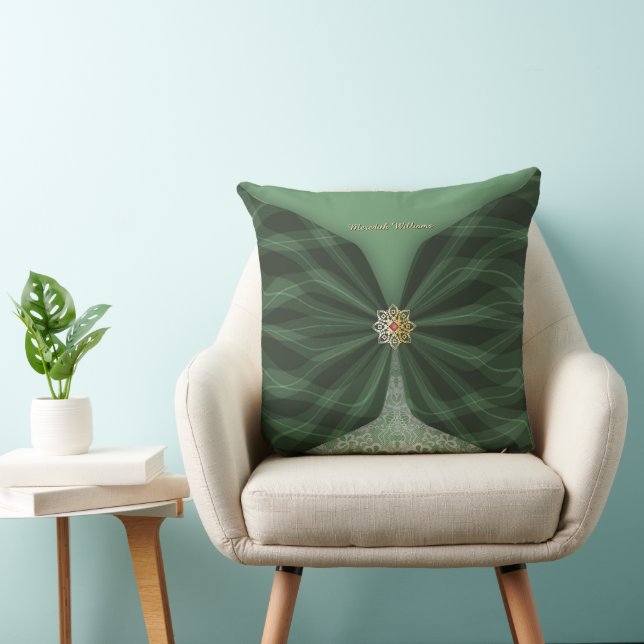 Almofada Ilusão de Textil Verde Botânico Personalizado (Cadeira)