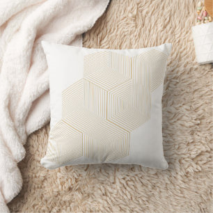 Almofada Ilusão Óptica 3D Geométrica de Mel Dourado Moderna