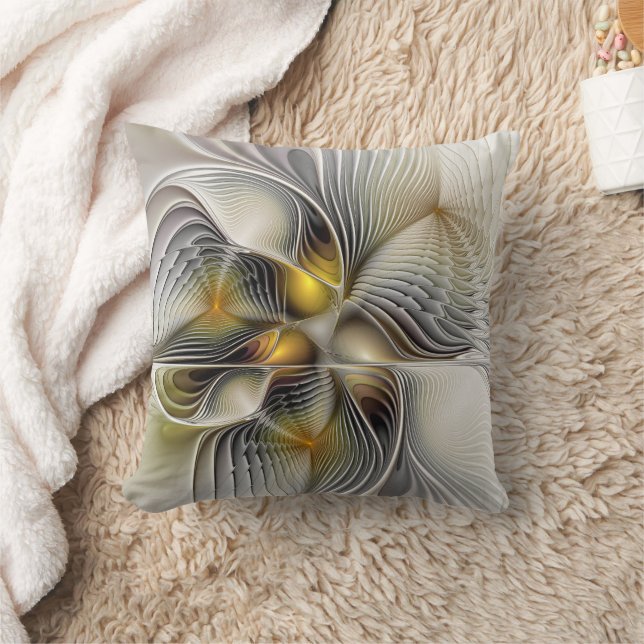 Almofada Ilusão Óptica Abstrata Fractal 3D Com Profundidade (Cobertor)