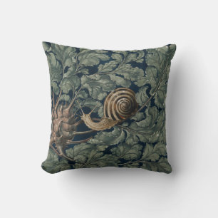Almofada Ilustração Antiga de Caracol Botânico Art Nouveau 