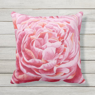 Almofada Ilustração aproximada das Flores de Pêonias Rosa