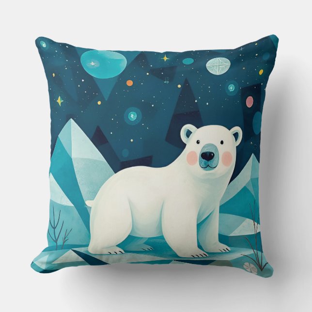Almofada Ilustração Artística de Urso Polar (Frente)