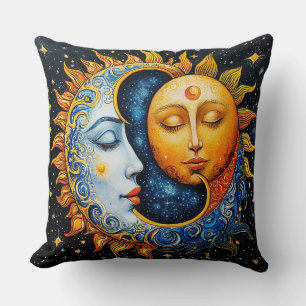 Almofada Ilustração Artística do Sol e da Lua