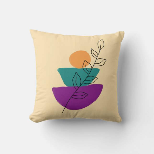 Almofada Ilustração boho de folhas (Frente)