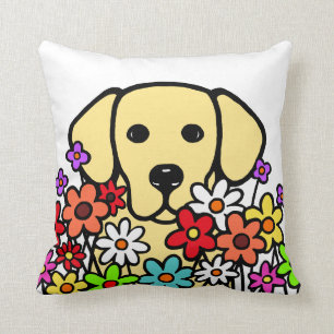 Almofada Ilustração bonita de Labrador do amarelo da alma