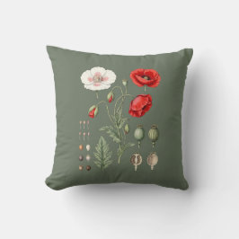 Almofada Ilustração Botânica Arte Floral.