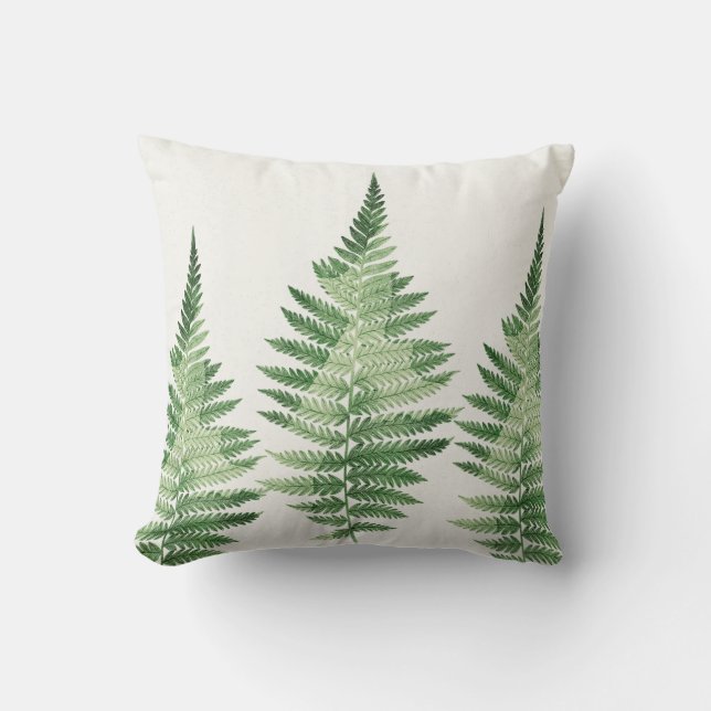 Almofada Ilustração Botânica de Fern Verde Minimalista (Frente)