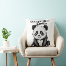 Almofada Ilustração Clássica de Arte Panda Preta e Branca