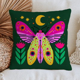 Almofada Ilustração Colorida de Mariposa Celestial Esmerald