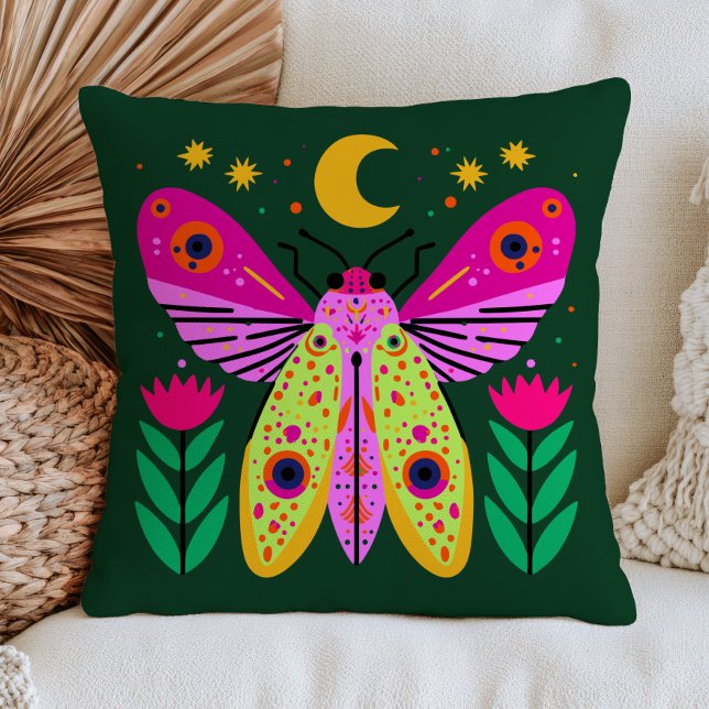 Almofada Ilustração Colorida de Mariposa Celestial Esmerald (Criador carregado)