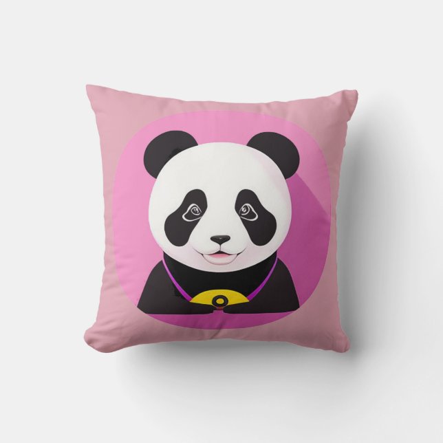 Almofada Ilustração Colorida de Panda de Desenho Animado (Frente)