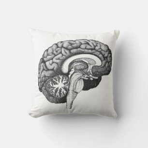 Almofada Ilustração da anatomia médica da Vintage no cérebr