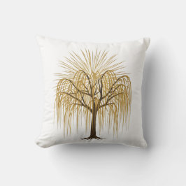 Almofada Ilustração da Árvore Salgueiro Chorão Dourado