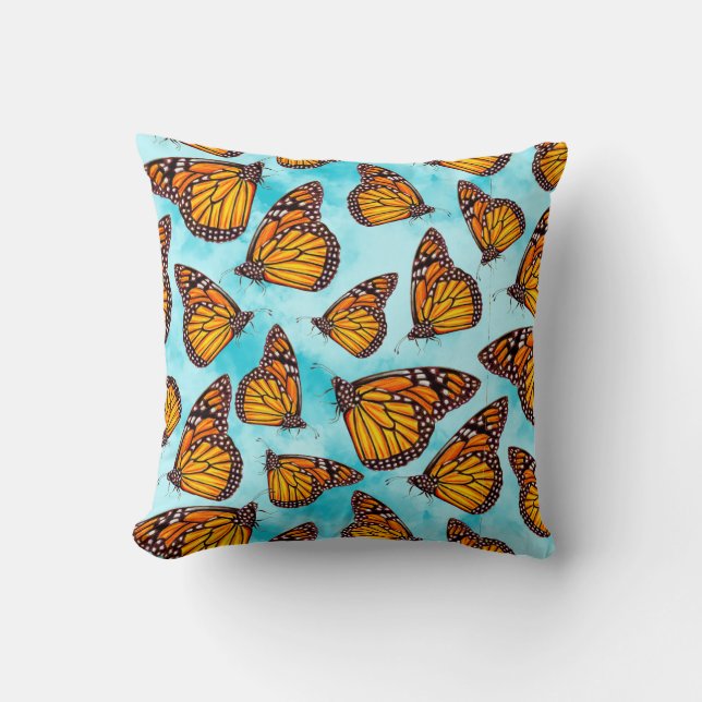 Almofada Ilustração da Borboleta Monarch em Nuvens (Frente)